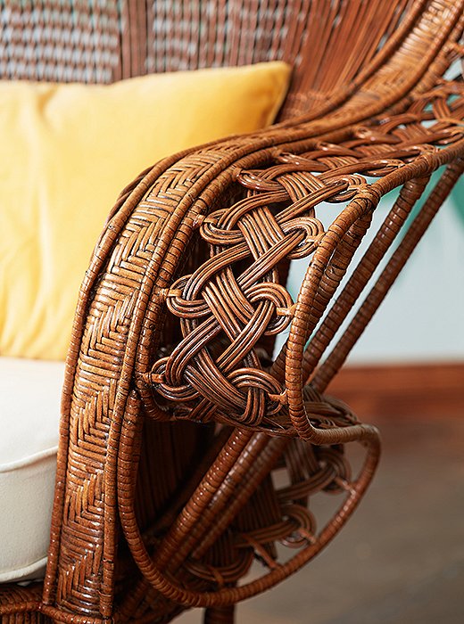 Rattan is one of the strongest fibers used for wicker—but it’s also highly flexible, as this chair’s intricate knotted weave demonstrates.
