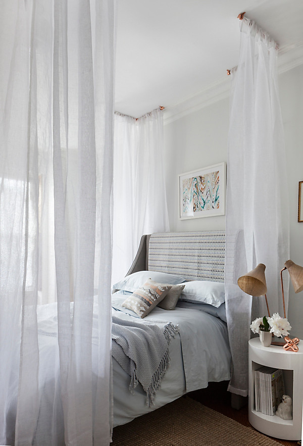 simple diy canopy is a quick and dramatic way to transform your bed ...