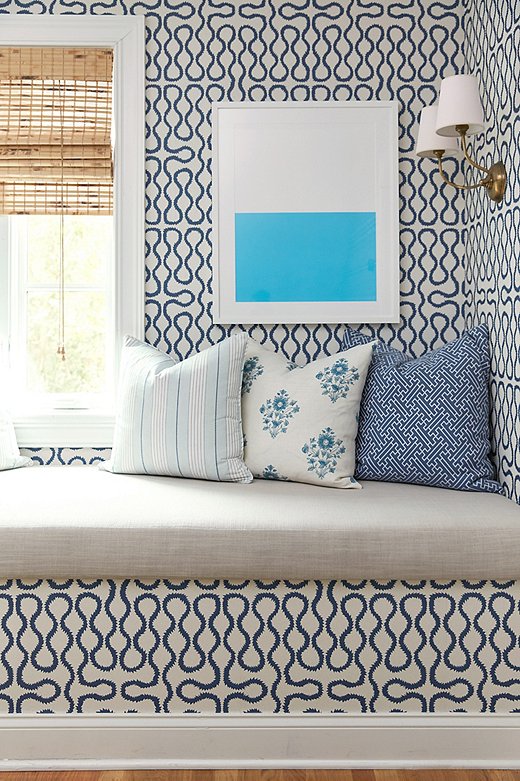 The striking contrast of Color Study XX feels right at home amid a handful of coordinating blue-and-white patterns.
