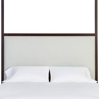 One Kings Lane Somerset TopRail Canopy Bed, Walnut/Sea Glass Linen