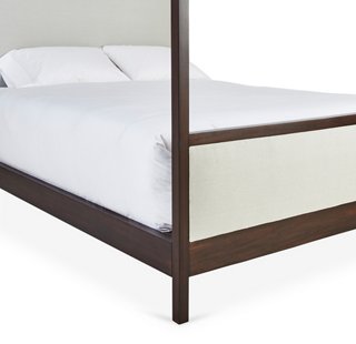 One Kings Lane Somerset TopRail Canopy Bed, Walnut/Sea Glass Linen