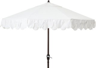 One Kings Lane Outdoor Phoebe Double Scallop Patio Umbrella White One Kings Lane