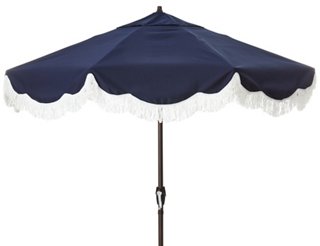 One Kings Lane Outdoor Cloud Fringe Patio Umbrella Navy Sunbrella One Kings Lane