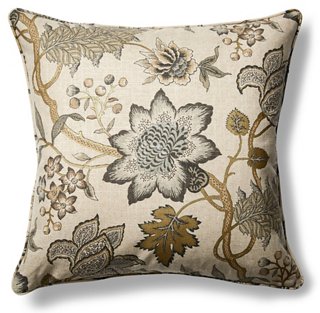 Jacobean Flair 22x22 Throw Pillow, Gold