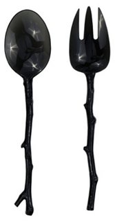 Asst. of 2 Twig Melamine Salad Servers - Black - MADHOUSE by Michael Aram