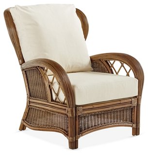 South Sea Rattan - Bali Rattan Club Chair, Almond Brown/Canvas | One