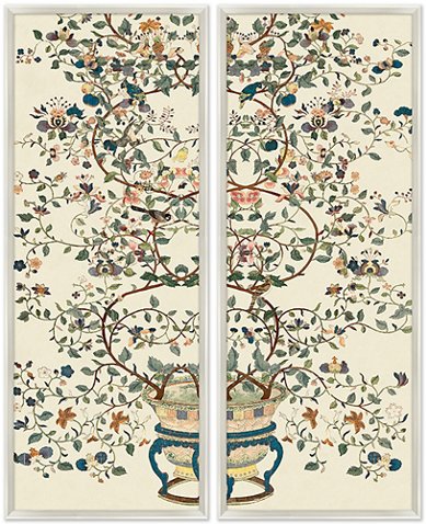 One Kings Lane Flower Pot Chinoiserie Branches Diptych One Kings Lane