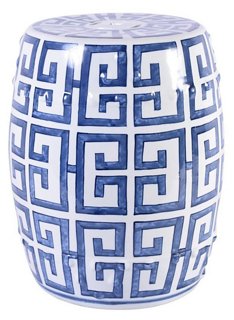 Greek Key Garden Stool Blue White One Kings Lane