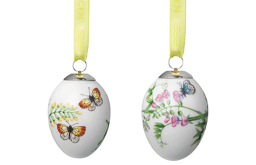 Butterfly Easter Egg Ornaments - White - Royal Copenhagen