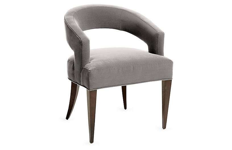 Ella Accent Chair - Light Gray Velvet