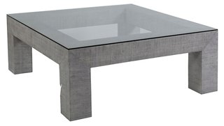 Artistica - Precept Square Raffia Coffee Table, Light Gray ...