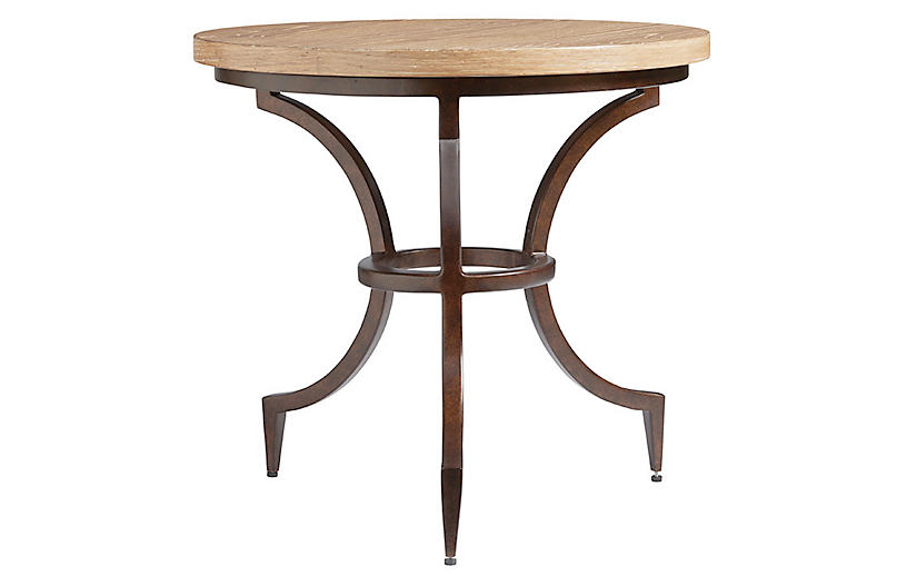 Flemming Round Side Table Natural, Round Wood Top End Table With Metal Legs