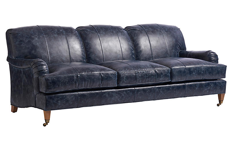 Must Have Sydney Sofa Blue Leather, Leather Blue Sofa