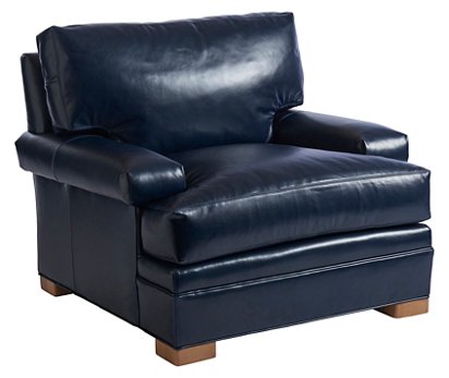 Barclay Butera Maxwell Club Chair, Navy Leather Chair