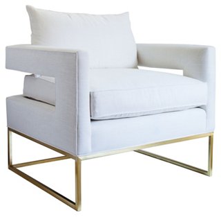 Bevin Chair, Brass/Ivory Linen