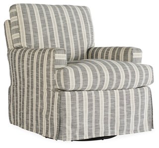 slipcovered swivel rocker