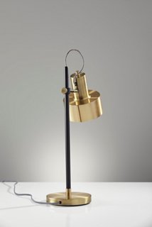 Ajax Desk Lamp, Matte Black/Brass One Kings Lane