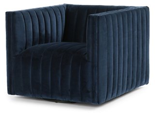 Deacon Swivel Chair, Sapphire Navy | One Kings Lane