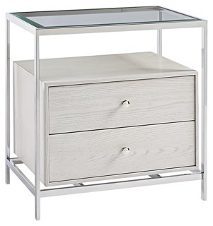 Kane GlassTop Nightstand, Ivory One Kings Lane