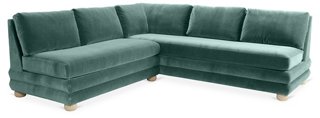 Millbrae Left Facing Sectional Jade Velvet