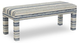 Brittany Bench Blue Ivory Stripe Benches Living Room