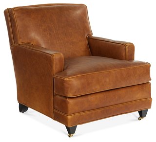 Maxfield Club Chair, Tan Leather