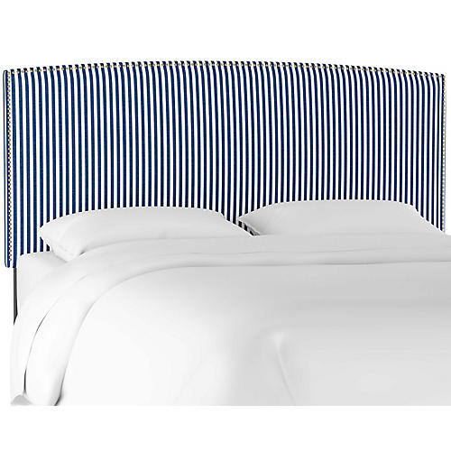 Everly Headboard Navy Stripe Linen One Kings Lane
