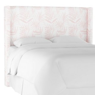 Flynn Wingback Headboard, Blush Palm Linen