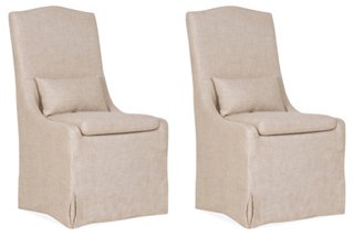 S/2 Lambert Side Chairs, Bisque Linen