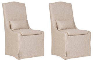 S/2 Lambert Side Chairs, Bisque Linen