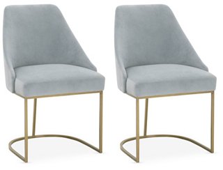 S/2 Lola Side Chairs, Coastal Velvet 