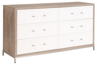 Riley 6 Drawer Double Dresser Natural Gray White One Kings Lane