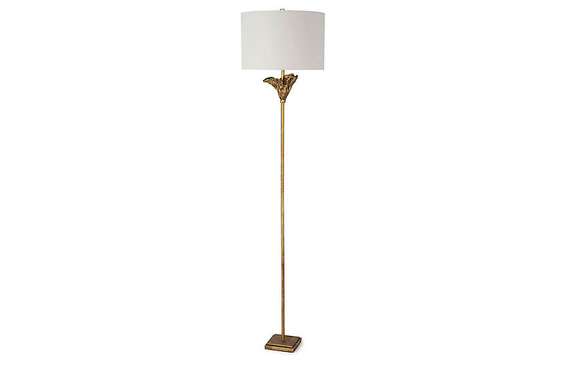 Monet Floor Lamp Antique Gold Leaf, Bassett Mirror Antique Gold Leaf Floor Lamp