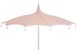 One Kings Lane Outdoor Rena Tassel Patio Umbrella Light Pink One Kings Lane
