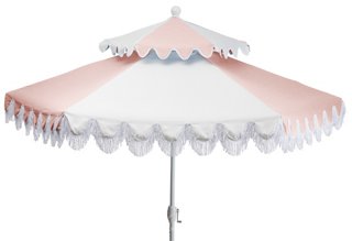 One Kings Lane Outdoor Ginny Two Tier Patio Umbrella Light Pink White One Kings Lane