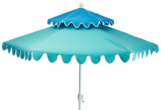 One Kings Lane Outdoor Anna Two Tier Patio Umbrella Sky Blue Aqua One Kings Lane