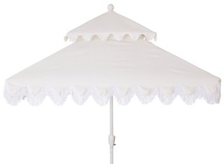 One Kings Lane Outdoor Hannah Two Tier Square Patio Umbrella White One Kings Lane