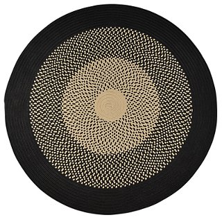 Mirada Round Outdoor Rug, Black/Sand One Kings Lane