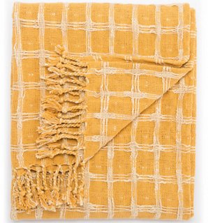 Sime Cotton Throw - Yellow/Cream