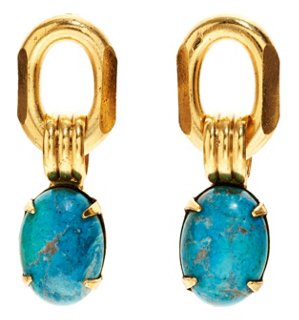 Elizabeth Cole Turquoise Oval Drops