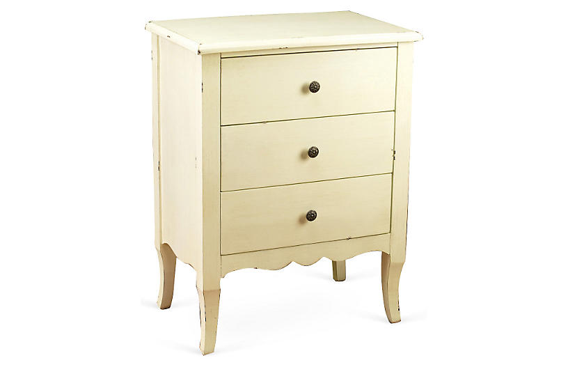 Hope 3-Drawer Nightstand - Antiqued Ivory