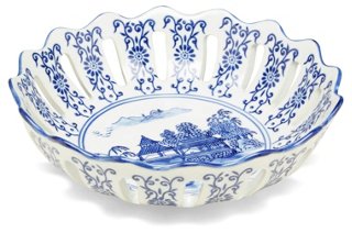 14" Christine Bowl, Blue/White