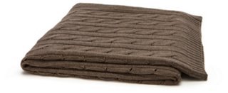 a&R Cashmere - Cable-Knit Cashmere-Blend Throw, Brown | One Kings Lane