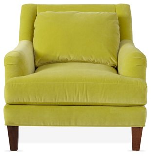 One Kings Lane - Merrimack Club Chair, Chartreuse Velvet | One Kings Lane