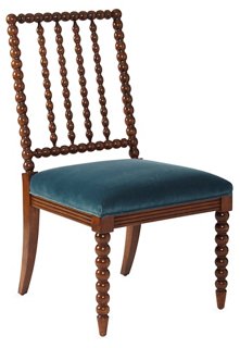 Barton Spindle Side Chair Teal Velvet