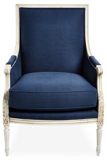 One Kings Lane - James Accent Chair, Navy Linen | One ...