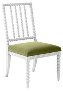 Barton Spindle Side Chair Ivory Moss Velvet