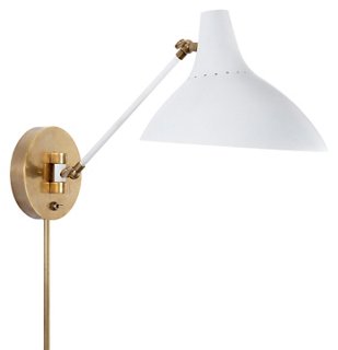 Charlton Sconce, Plaster White/Brass