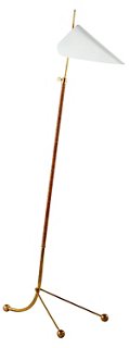 Moresby Floor Lamp, Antiqued Brass/White