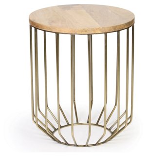 Ashley Side Table - Wood/Brass